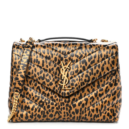 Saint Laurent Calfskin Y Quilted Monogram Small Loulou Chain Satchel Leopard 1 of 7