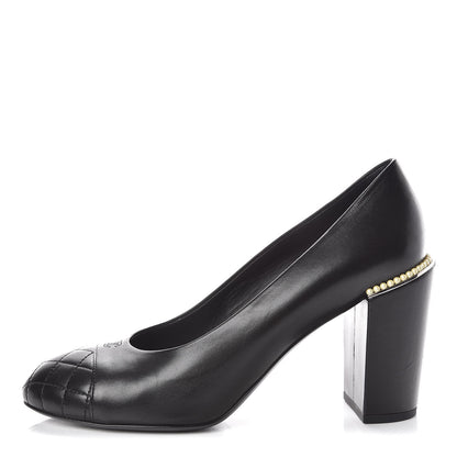 Chanel Lambskin Pearl Cap Toe Pumps 40 Black 1 of 15