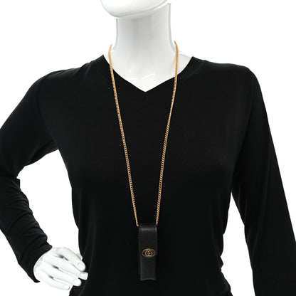 Gucci Textured Dollar Calfskin Enamel GG Lipstick Holder Necklace Black 2 of 8