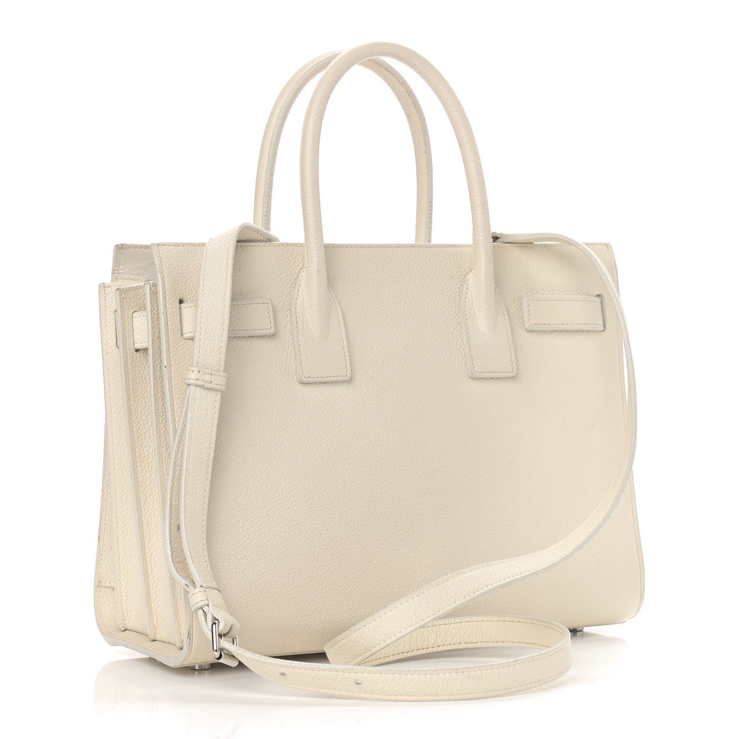 Grained Calfskin Baby Sac De Jour White