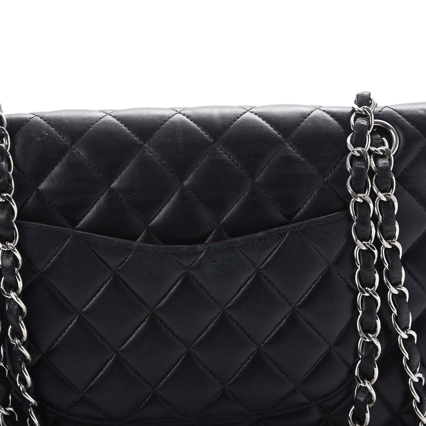 Lambskin Quilted Medium Double Flap Black