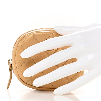Chanel Metallic Lambskin Quilted Zip Around Classic Coin Purse Gold 2 of 7