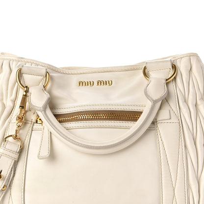 Miu Miu Nappa Matelasse Satchel Bianco 12 of 14
