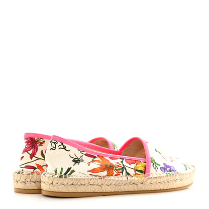 Gucci Canvas Flora Print Espadrilles 38.5 White Multicolor Fuxia 4 of 8