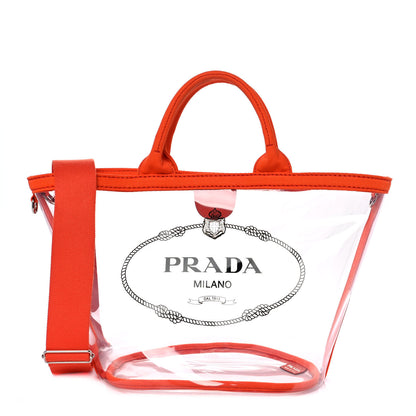 Prada Plexiglass Canapa Small Shopper Tote Arancio 2 of 8