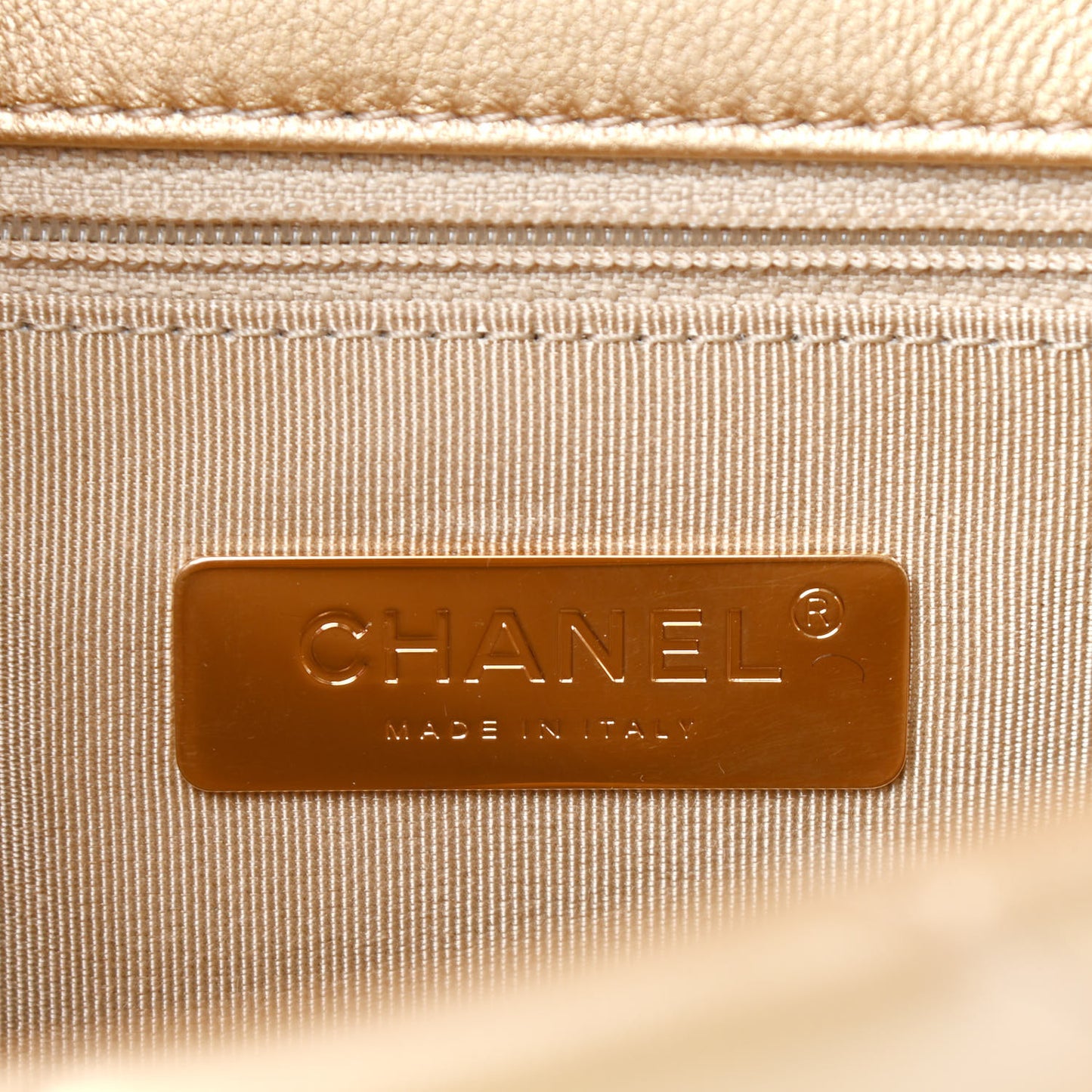 Metallic Goatskin Quilted Medium Chanel 19 Flap Gold