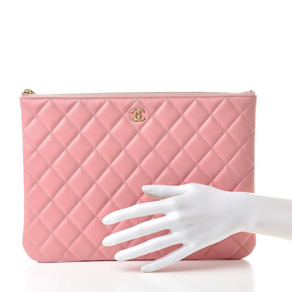 Chanel Lambskin Quilted Medium Cosmetic Case Pink 2 of 8