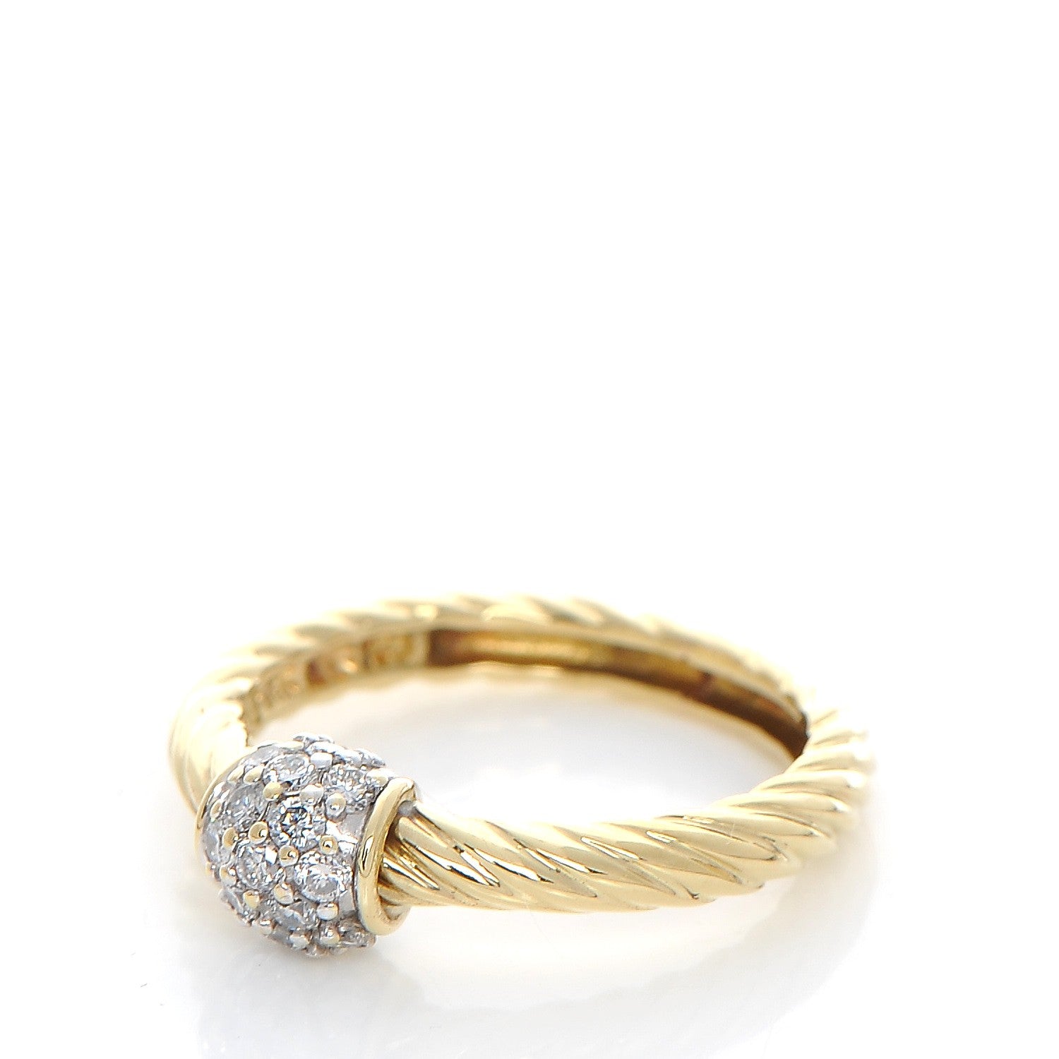 David Yurman 18K Yellow Gold Diamond Station Cable Ring 49 5 4 of 5