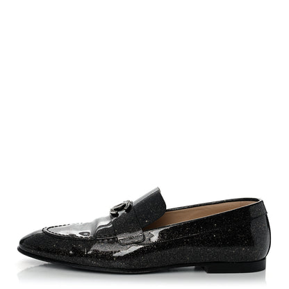Chanel Patent Crackled Calfskin CC Mocassin Loafers 38 Black 1 of 10