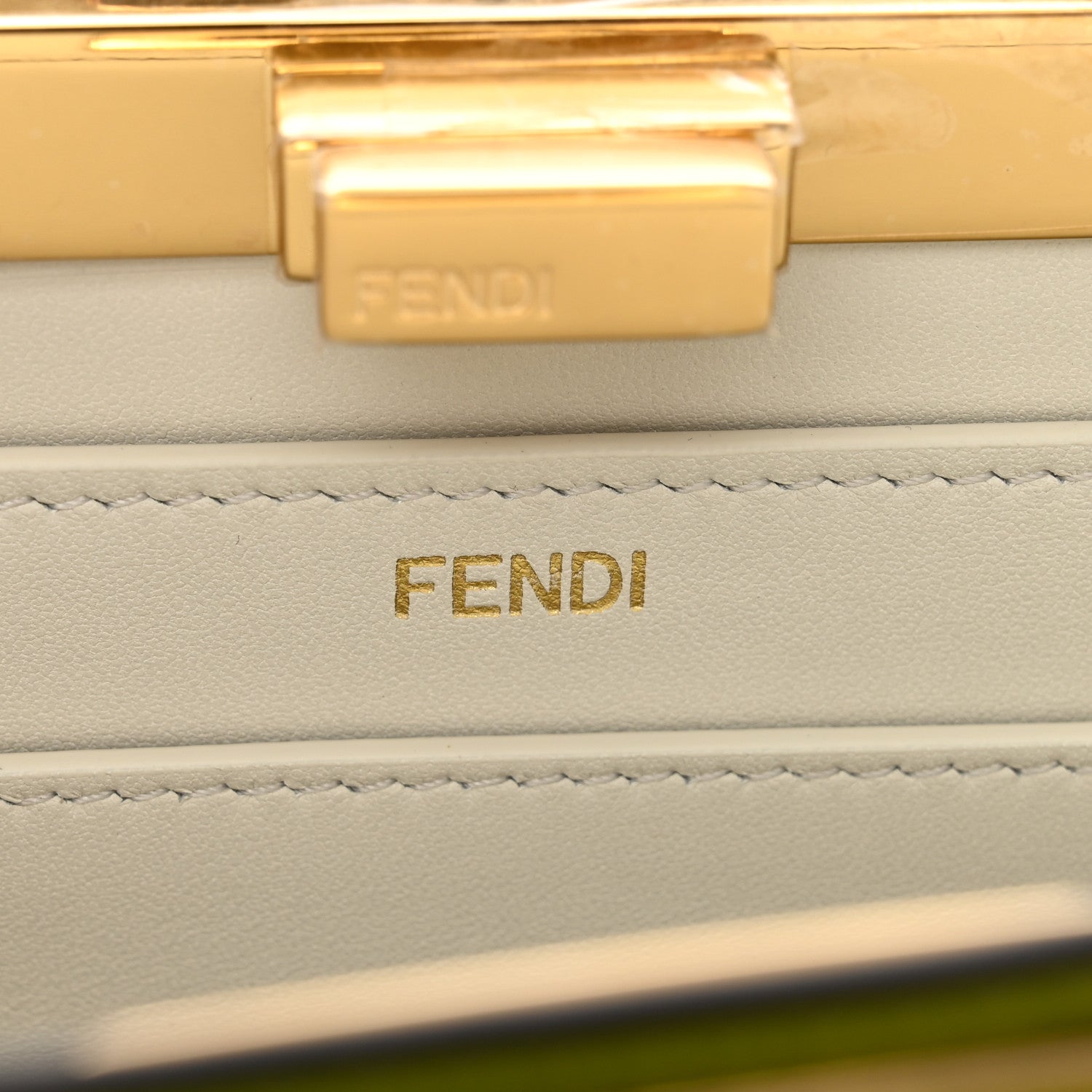 Fendi Vitello Seta Shiny Nappa Small Peekaboo I SEE U Satchel Wasabi White 8 of 11
