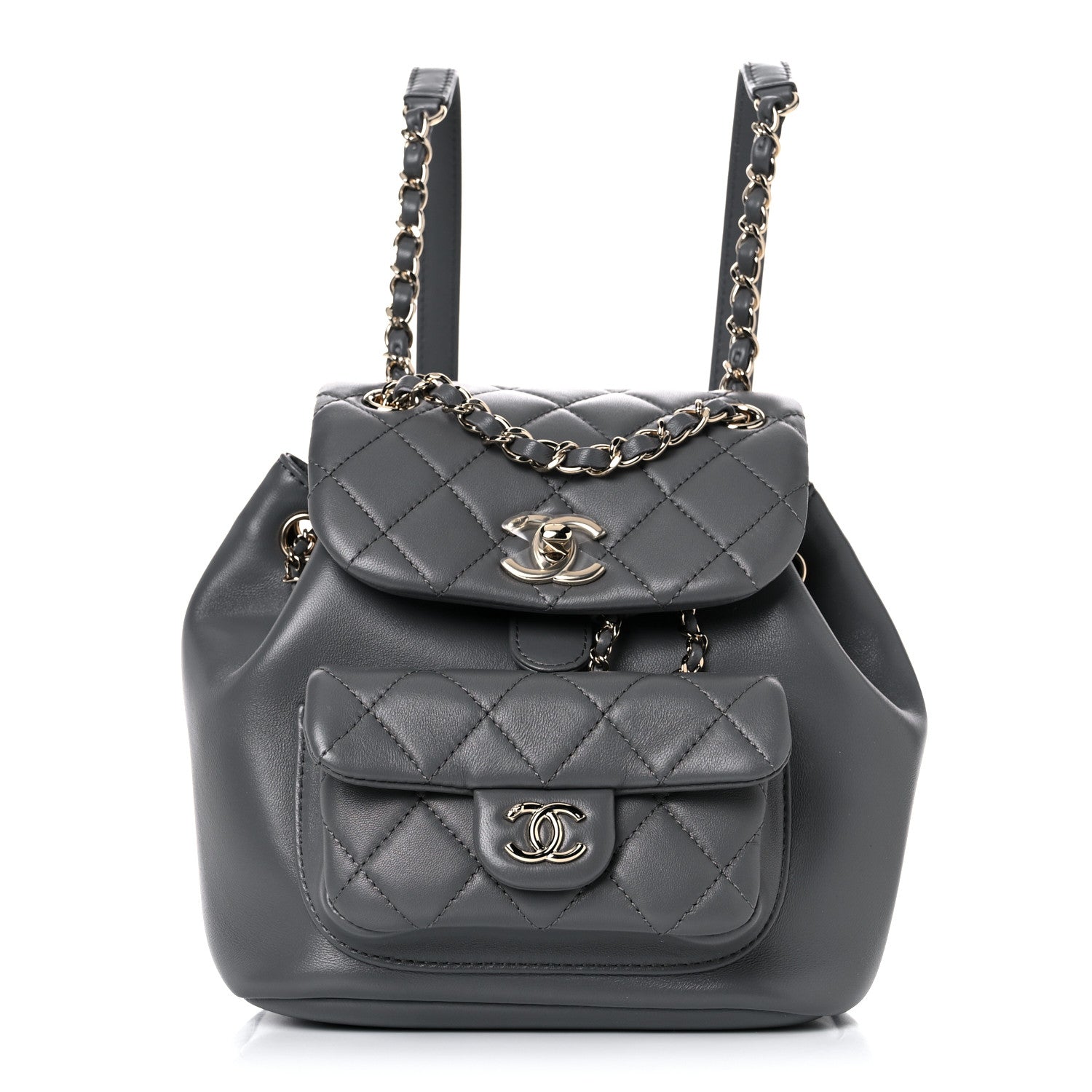 Chanel Lambskin Quilted Small Duma Drawstring Backpack Grey 1 of 9