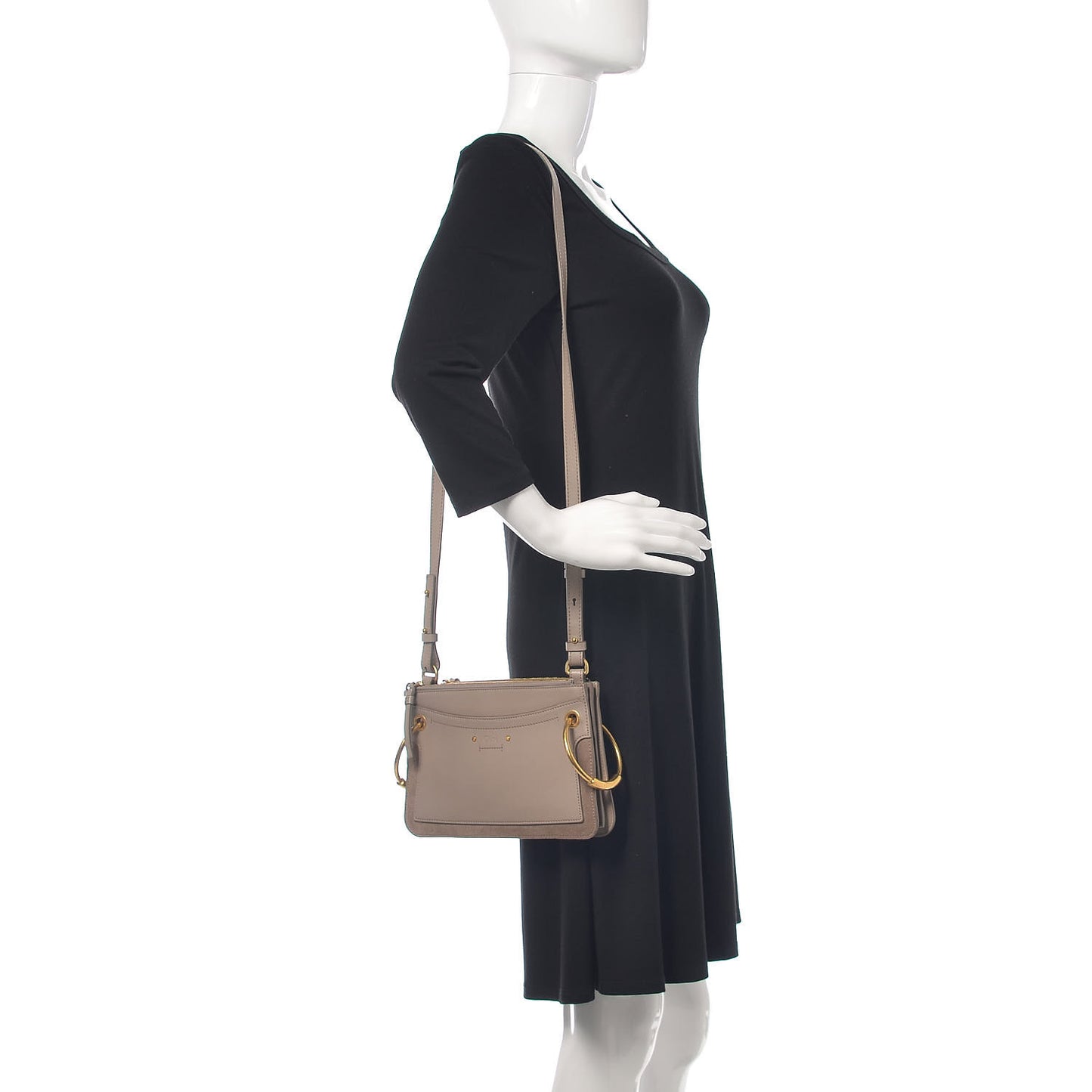 Calfskin Suede Small Roy Bag Motty Grey
