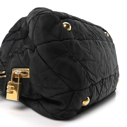 Prada Tessuto Nylon Chevron Catena Bag Black 9 of 10