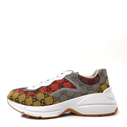 Gucci Monogram Multicolor Mens Rhyton Sneakers 10.5 Yellow Blue Great White Tabasco 1 of 7