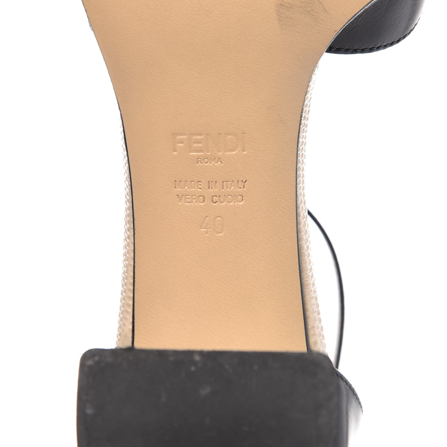 Fendi Calfskin Chameleon 65 Ankle Sandals 40 Black Peony Makeup 6 of 10