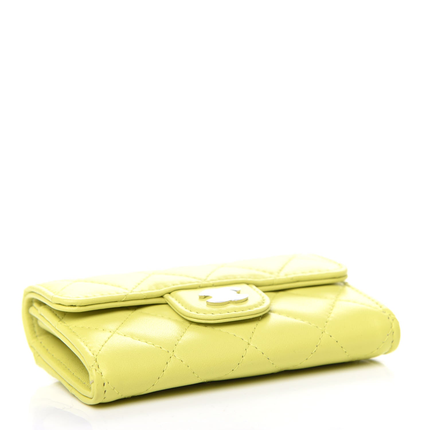 Chanel Lambskin Quilted Flap Card Holder Wallet Yellow 4 of 9