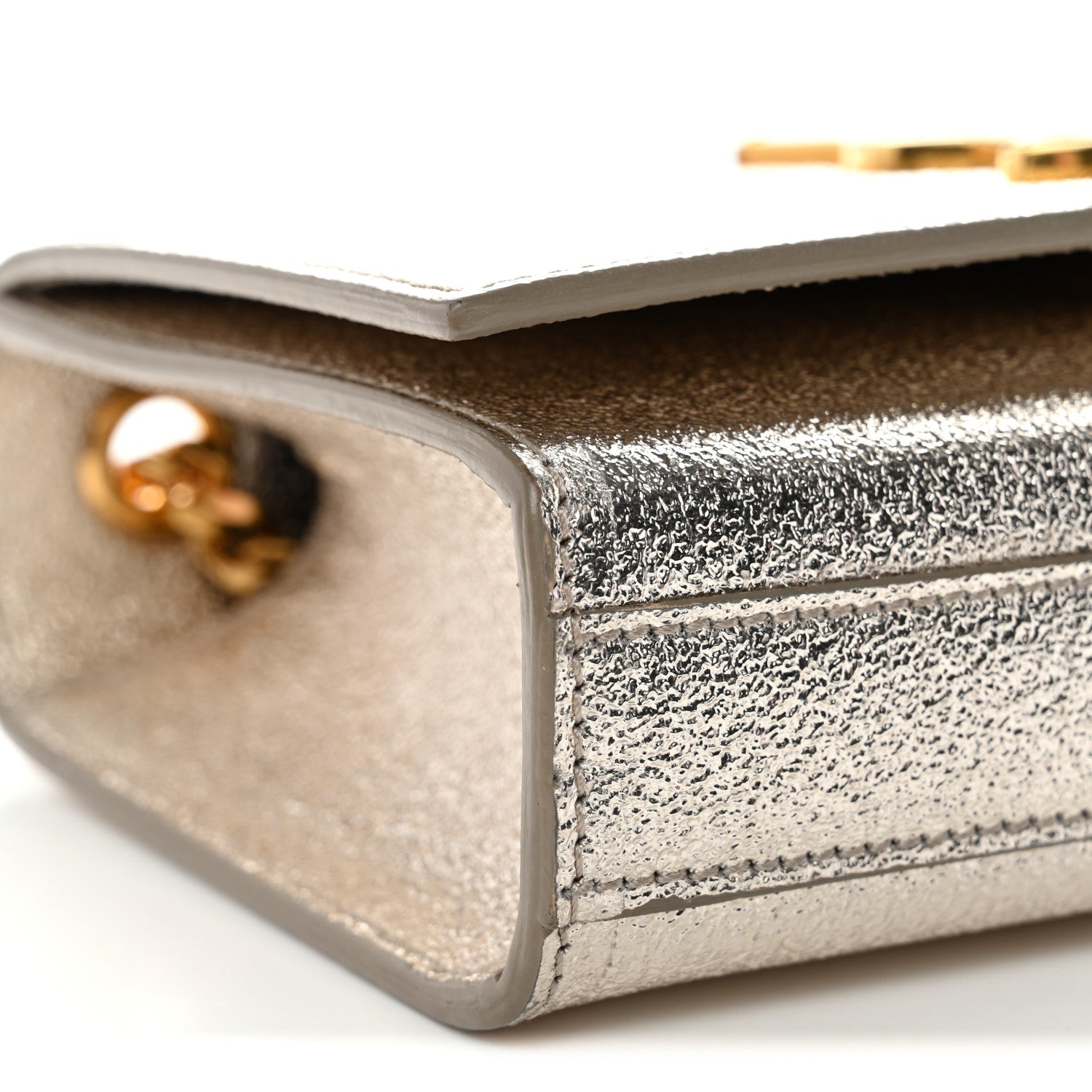 Saint Laurent Metallic Calfskin Small Classic Monogram Kate Satchel Platine 9 of 11