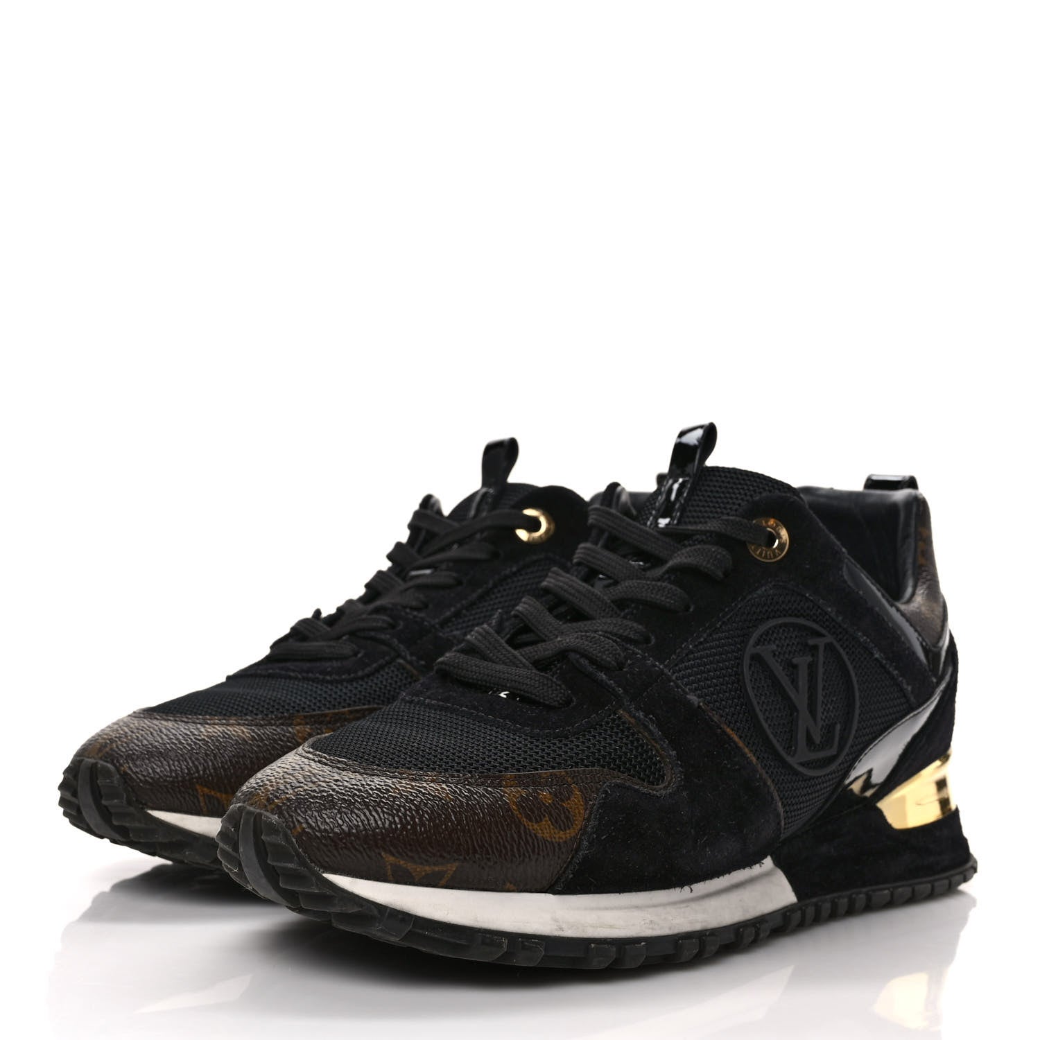 Louis Vuitton Suede Monogram Run Away Sneakers 38.5 Black 3 of 9