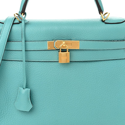 Hermes Togo Kelly Retourne 32 Bleu Atoll 7 of 19