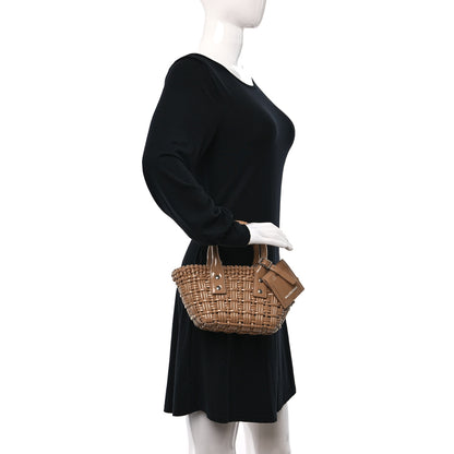 Balenciaga Faux Calfskin Braided Varnished XXS Bistro Basket Beige 2 of 8