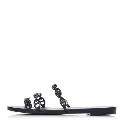 Hermes Rubber Chaine d'Ancre Rivage Sandals 41 Black 1 of 6