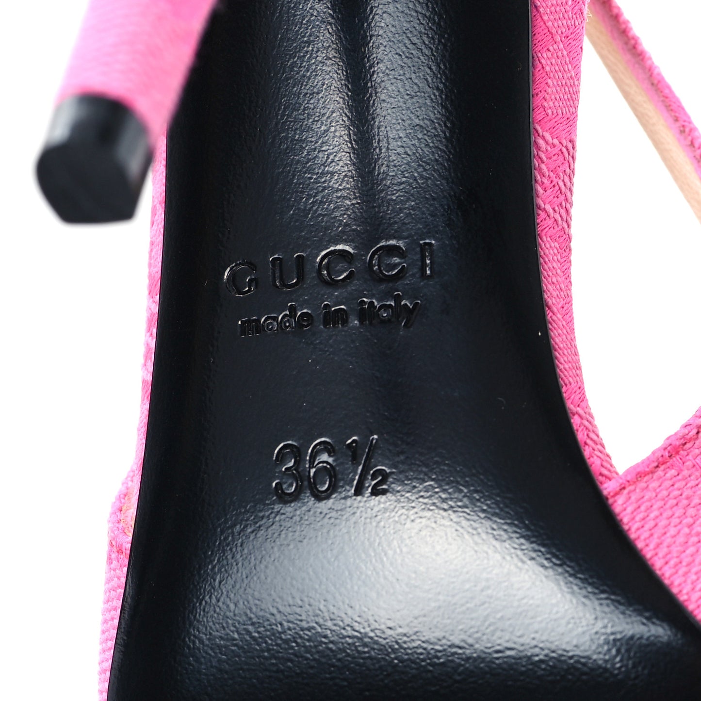 New Canvas GG Nappa Charlotte Horsebit 85mm Erin Slingback Pumps 36.5 Pink