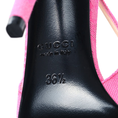 Gucci New Canvas GG Nappa Charlotte Horsebit 85mm Erin Slingback Pumps 36.5 Pink 7 of 11