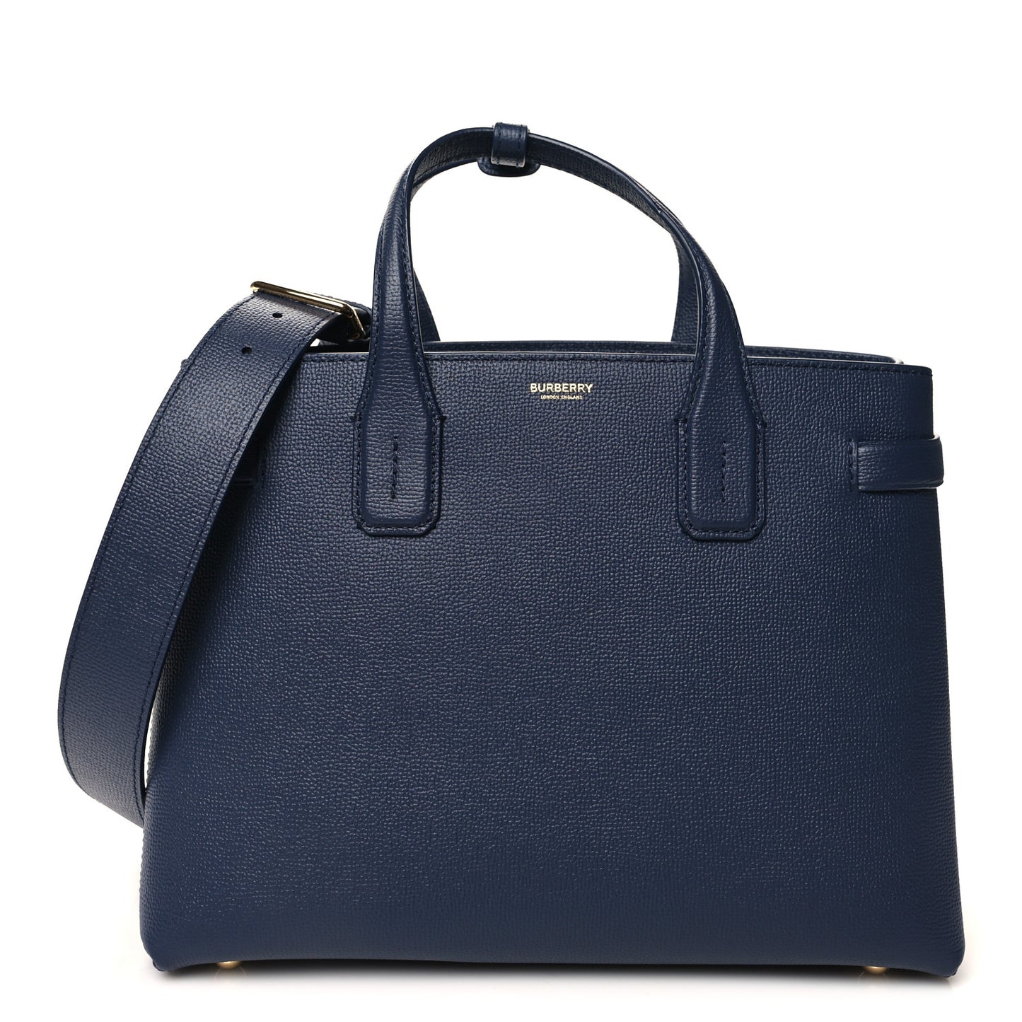 Grainy Calfskin House Check Medium Banner Tote Regency Blue
