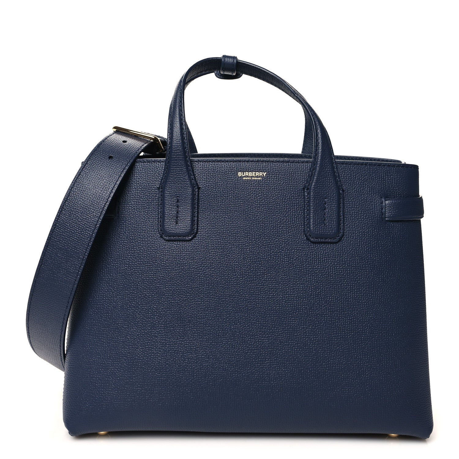 Burberry Grainy Calfskin House Check Medium Banner Tote Regency Blue 1 of 12