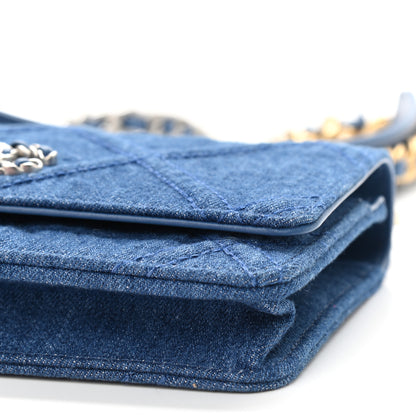Chanel Denim Quilted Chanel 19 Wallet On Chain WOC Blue 11 of 12