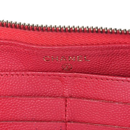 Chanel Caviar Quilted Large Gusset Zip Around Wallet Fuchsia 7 of 22