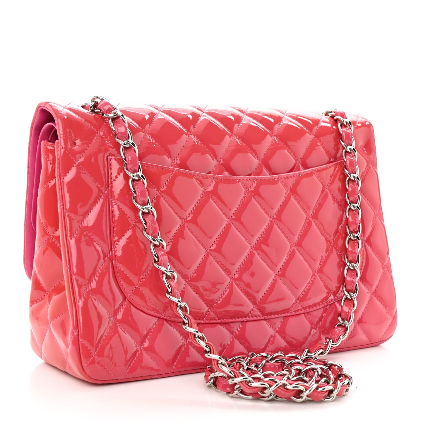 Patent Quilted Jumbo Double Flap Pink