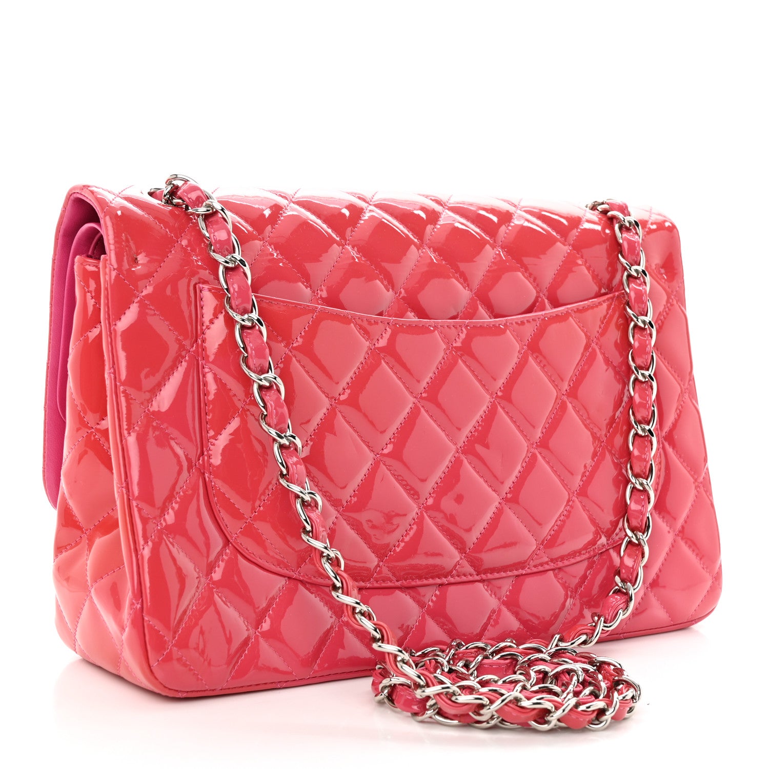 Chanel Patent Quilted Jumbo Double Flap Pink 3 of 11