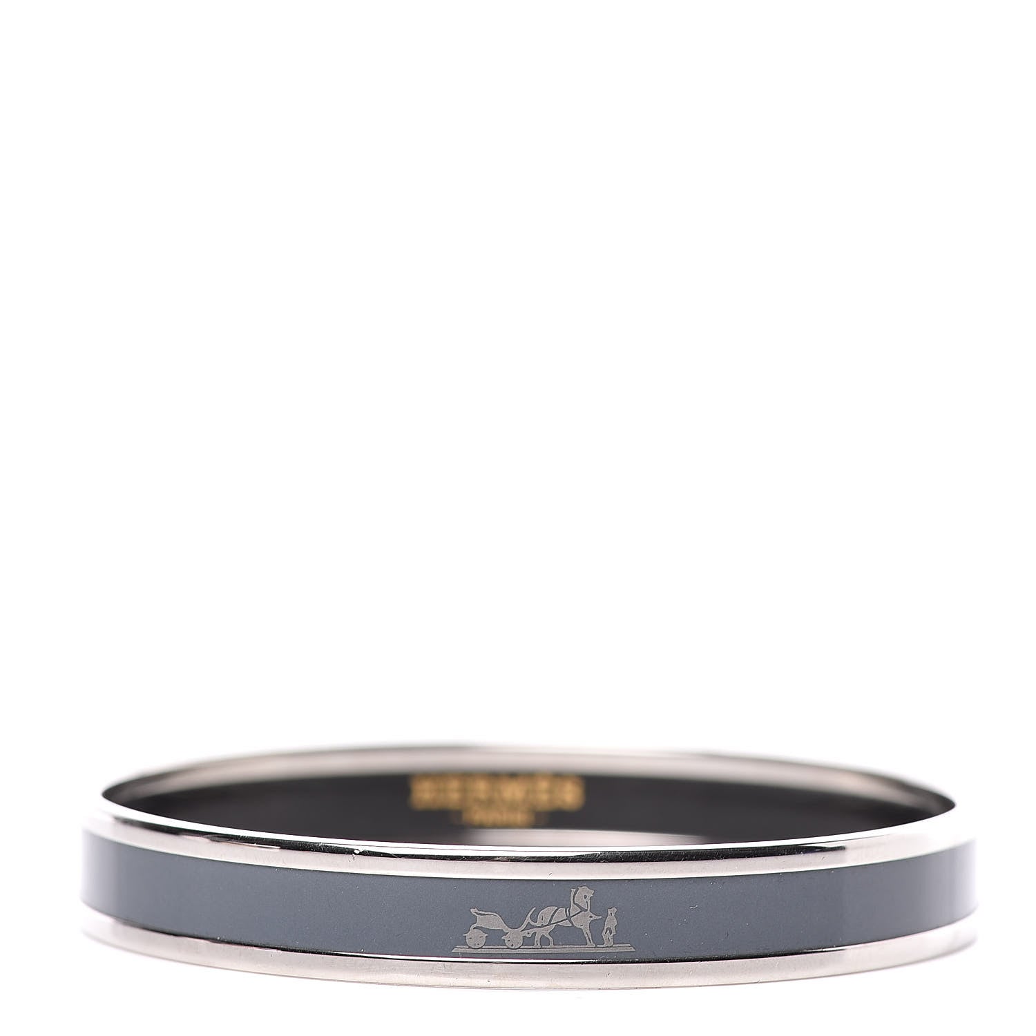 Hermes Enamel Printed Narrow Caleche Bracelet 65 Ardoise 1 of 6