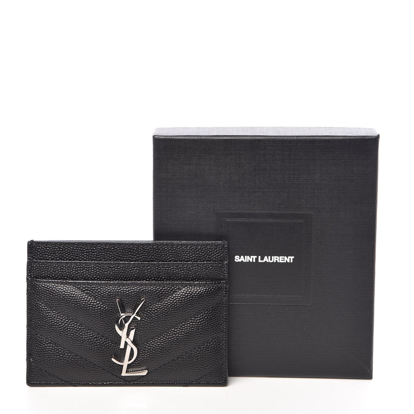Grain De Poudre Matelasse Chevron Monogram Credit Card Case Black