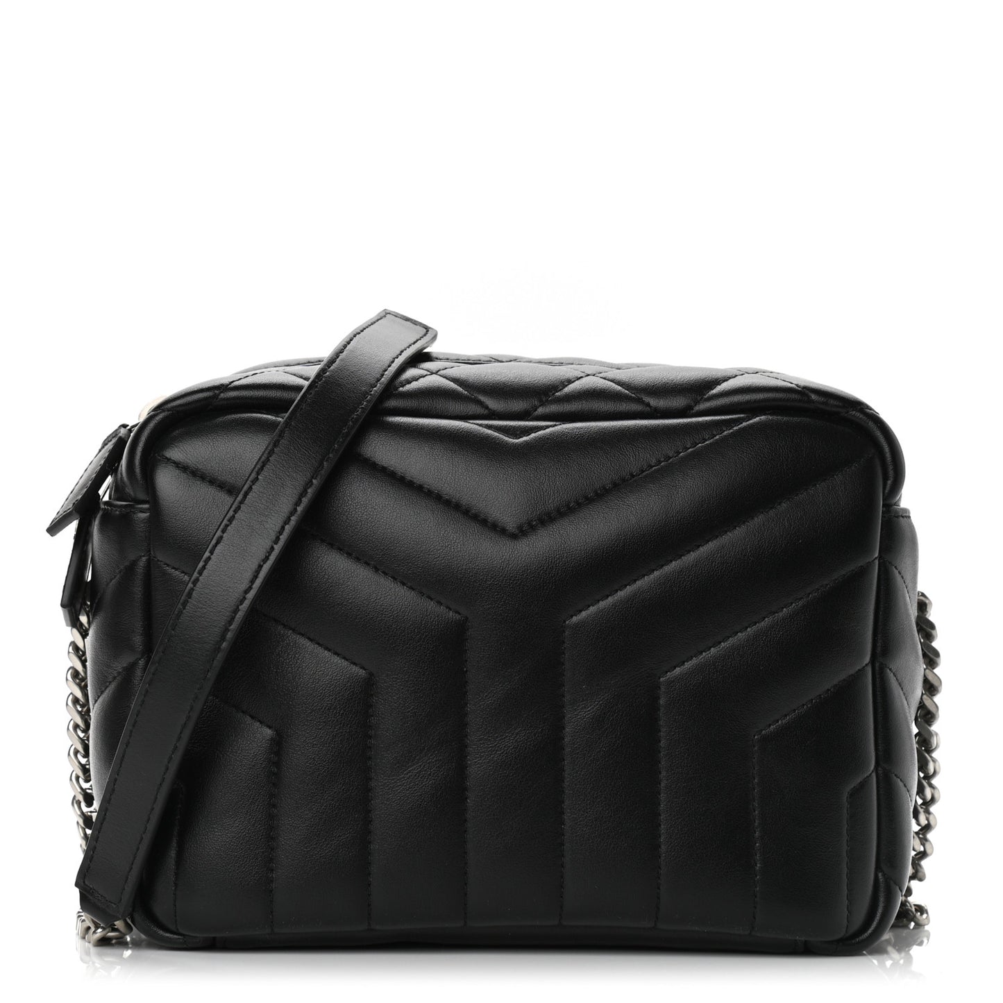 Calfskin Y Quilted Monogram Small Loulou Bowling Bag Black