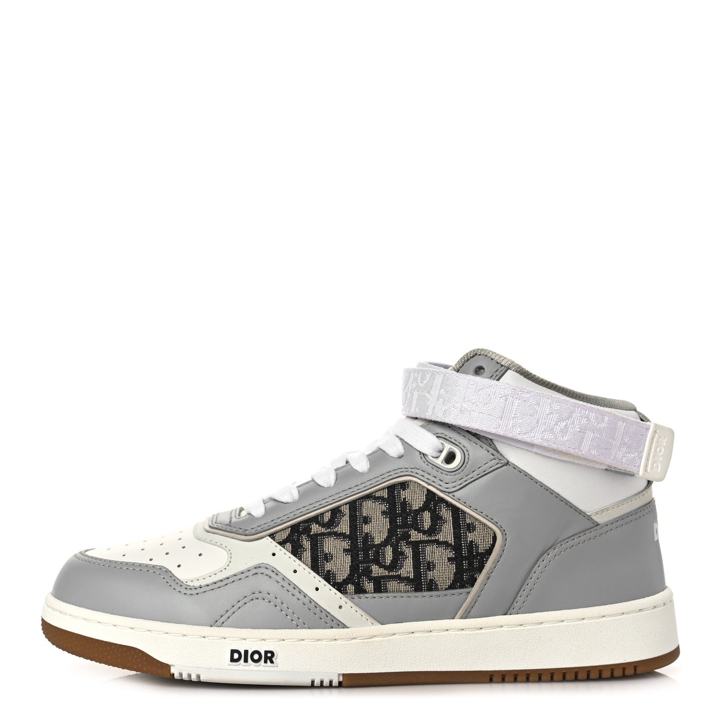 Smooth Calfskin Jacquard Oblique Mens B27 Mid Top Sneakers 41 Beige Blue