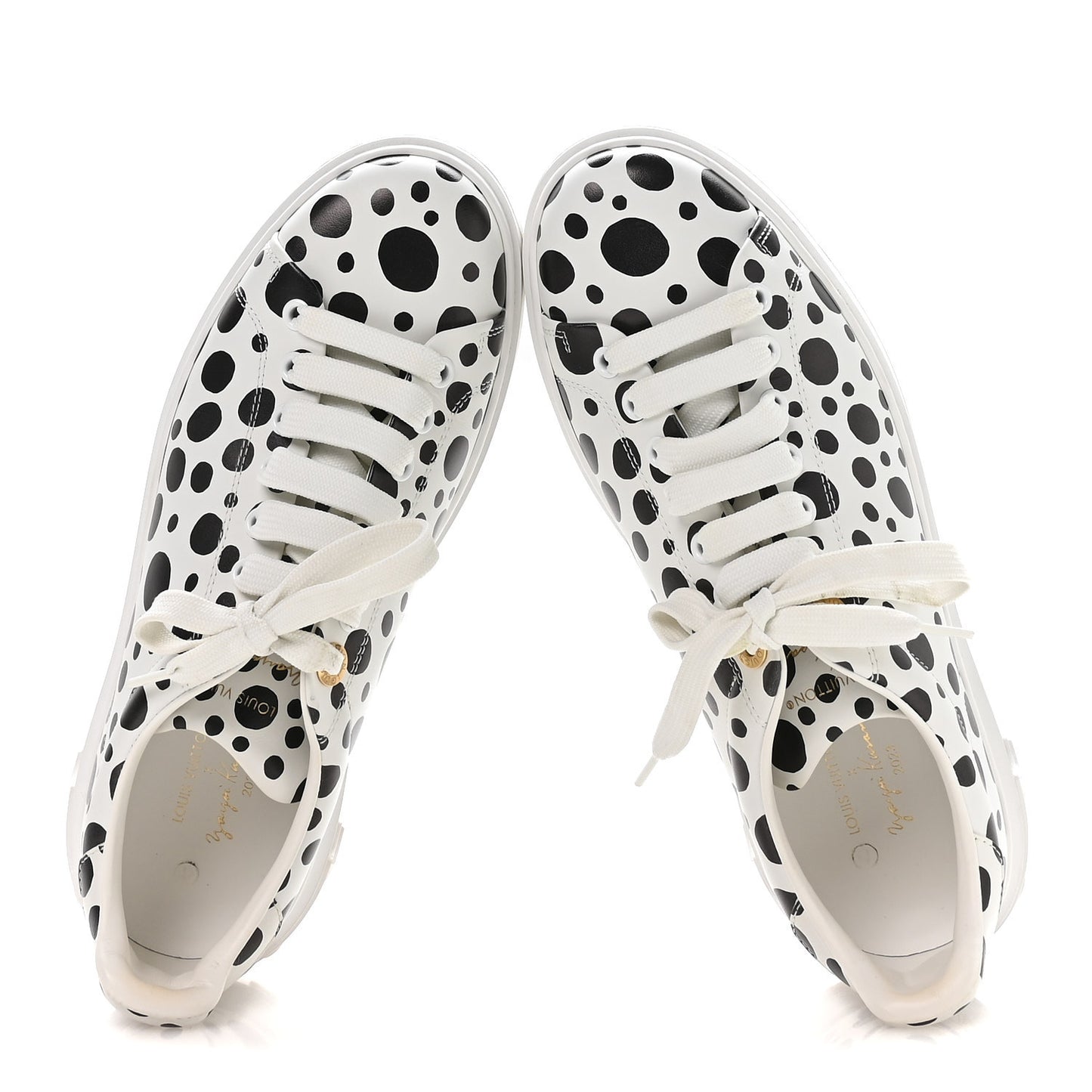 LV X YK Calfskin Printed Infinity Dots Time Out Sneakers 38.5 White