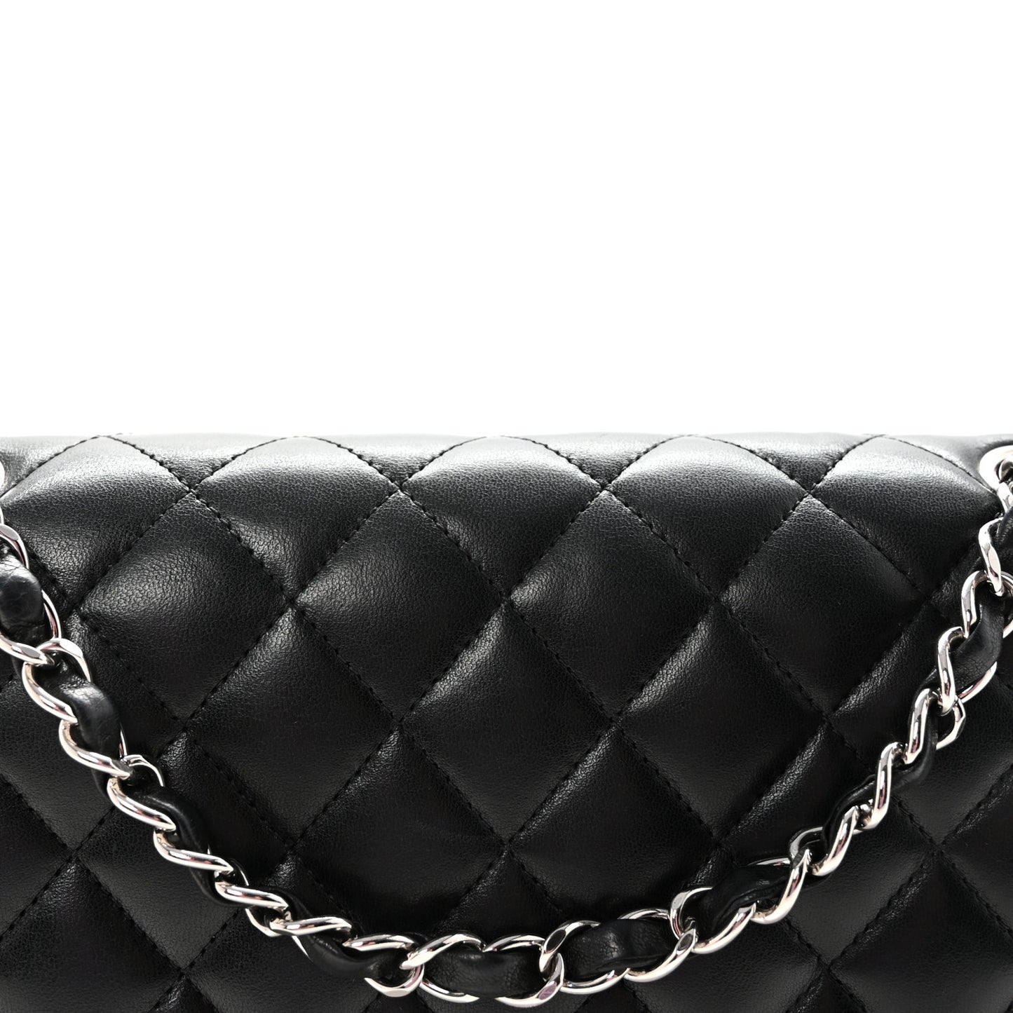 Lambskin Quilted Medium Double Flap Black