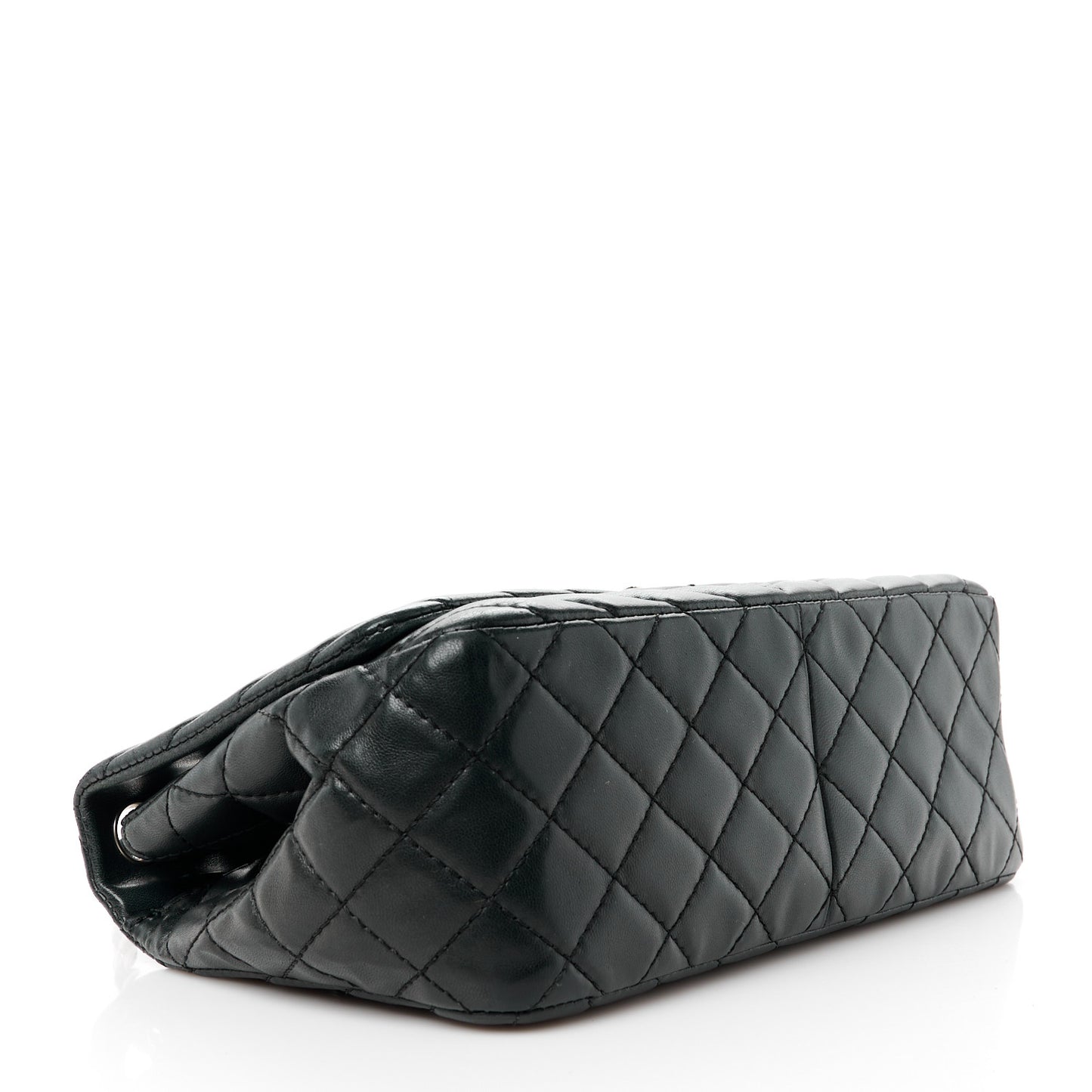 Lambskin Chevron Quilted Single Flap Black