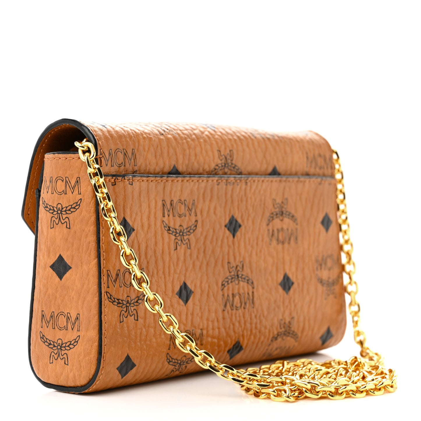 MCM Visetos Small Millie Crossbody Flap Cognac 1363399 – FASHIONPHILE