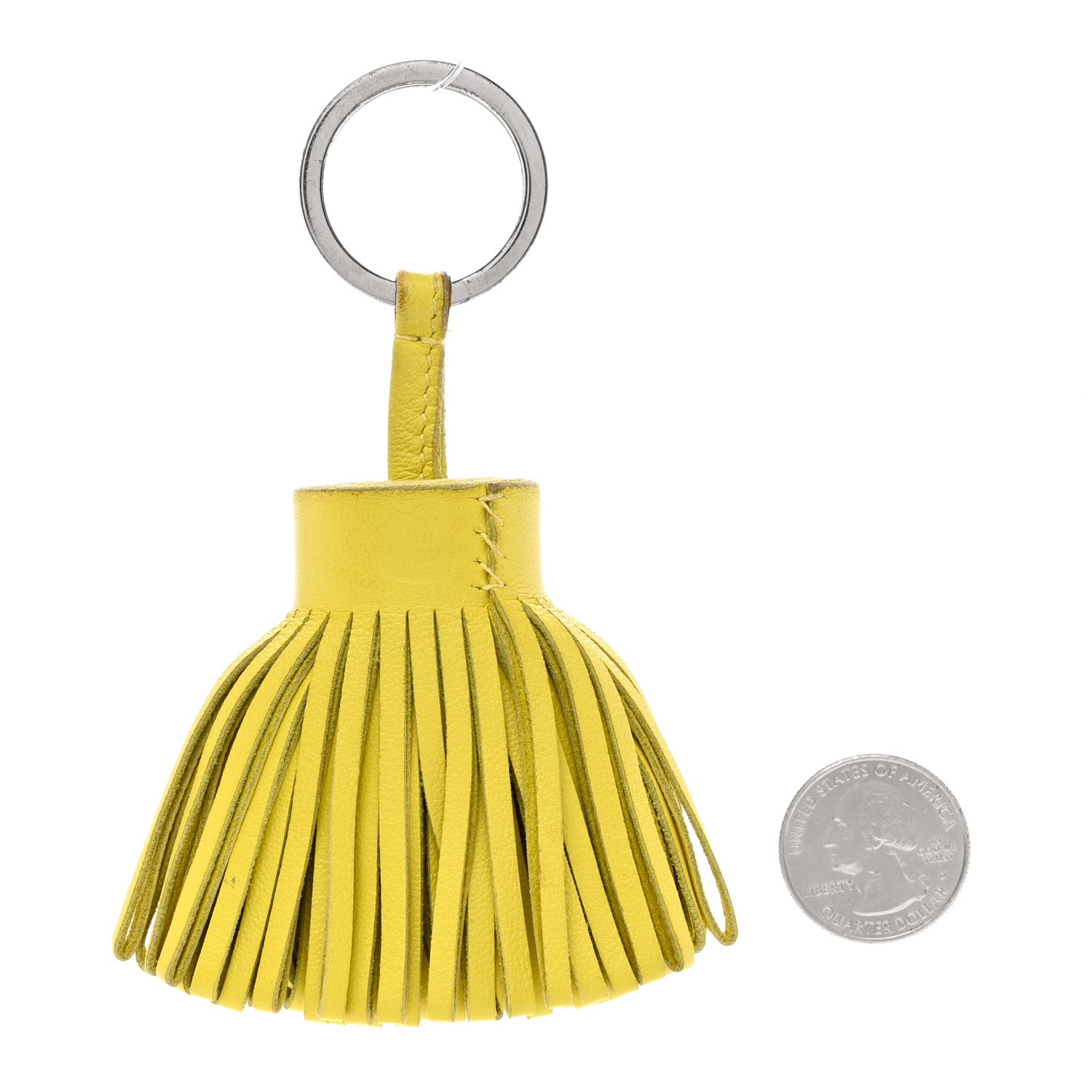 Hermes Lambskin Carmen Tassel Key Holder Lime 2 of 5