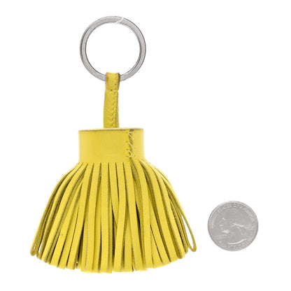 Hermes Lambskin Carmen Tassel Key Holder Lime 2 of 5