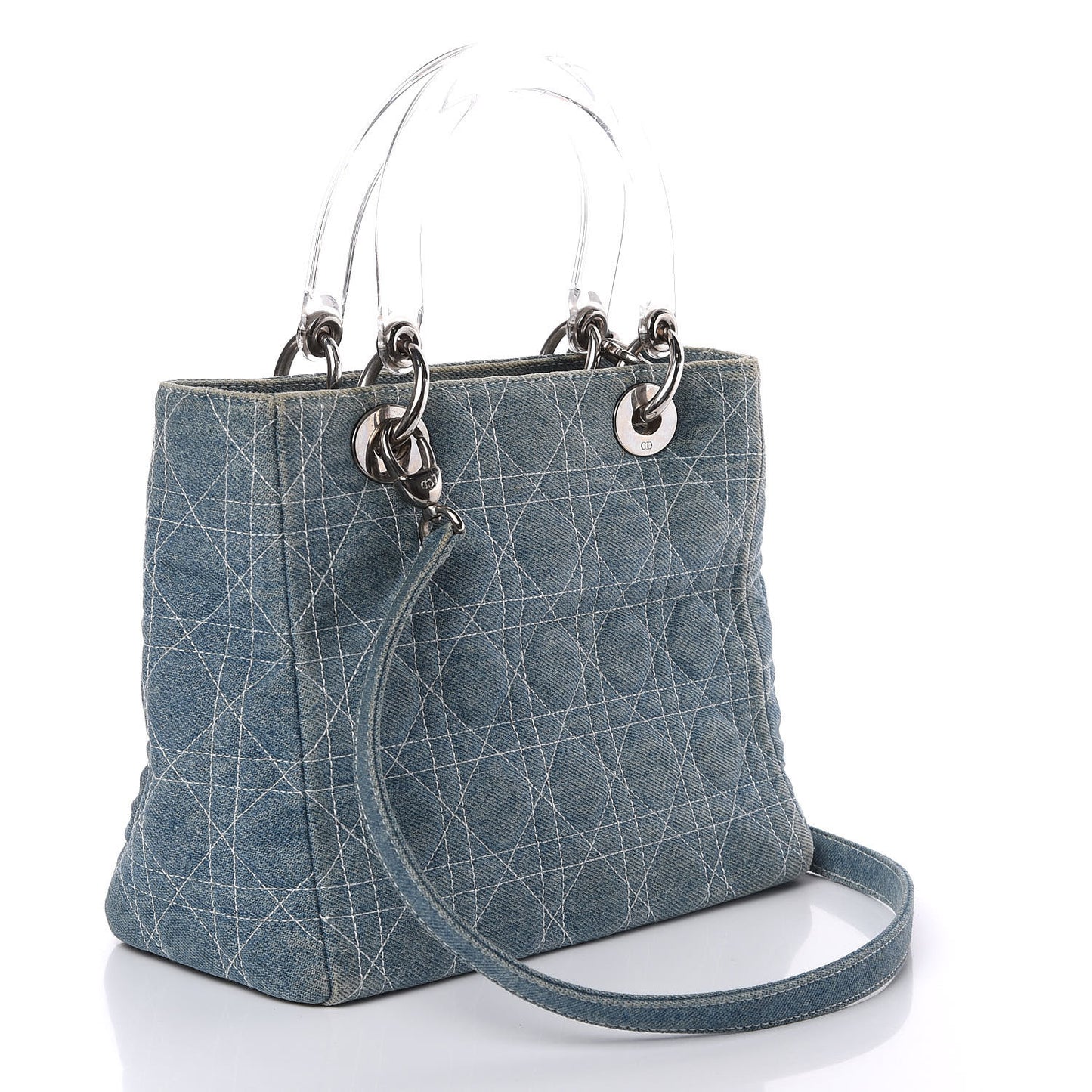 Denim Cannage Medium Lady Dior Blue