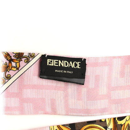 Fendi X VERSACE Silk FF Baroque Fendace Wrappy Scarf Rosa Tabacco 3 of 4