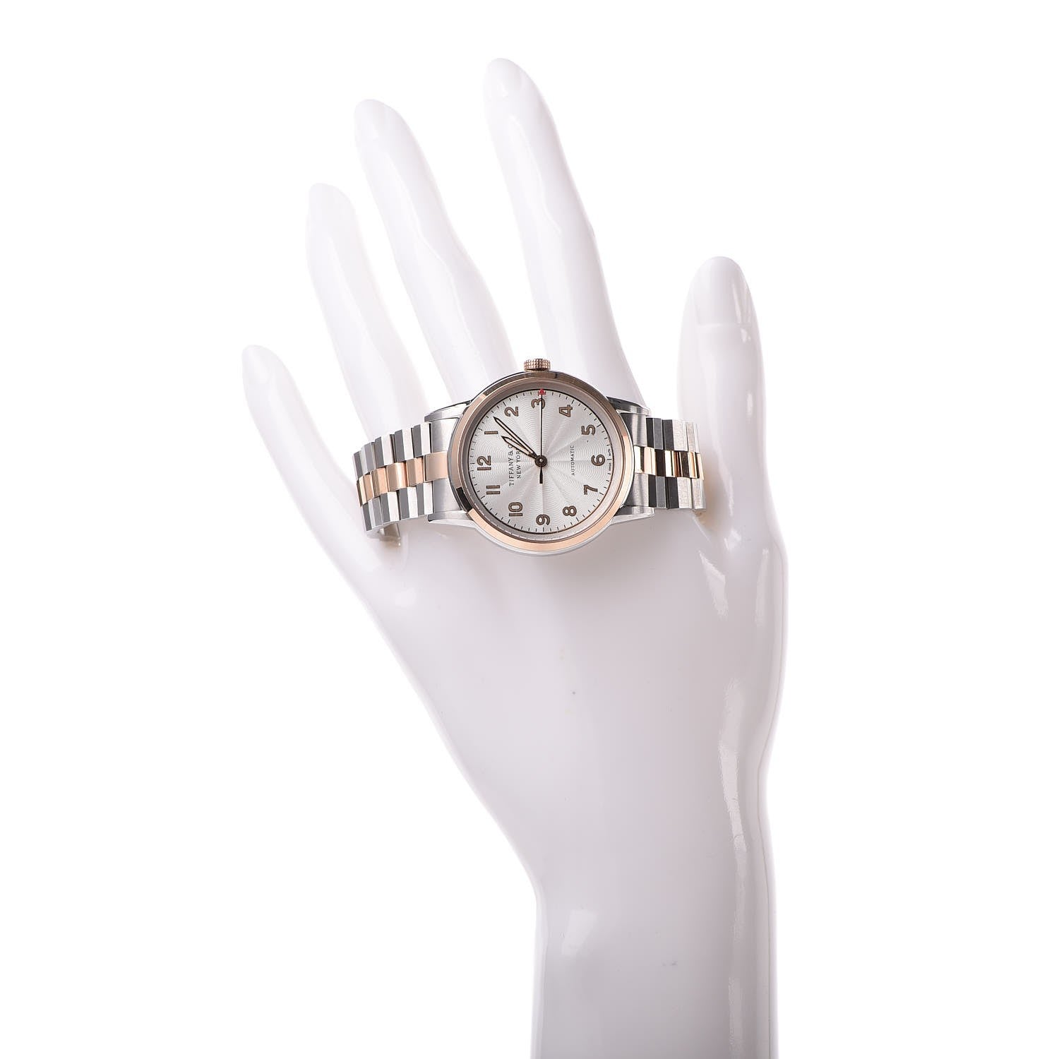 Tiffany Stainless Steel 18K Rose Gold 34mm CT60 3-Hand Automatic Watch 2 of 9