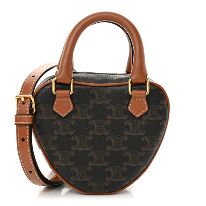 Celine Triomphe Canvas Calfskin Heart Bag Tan 1 of 11