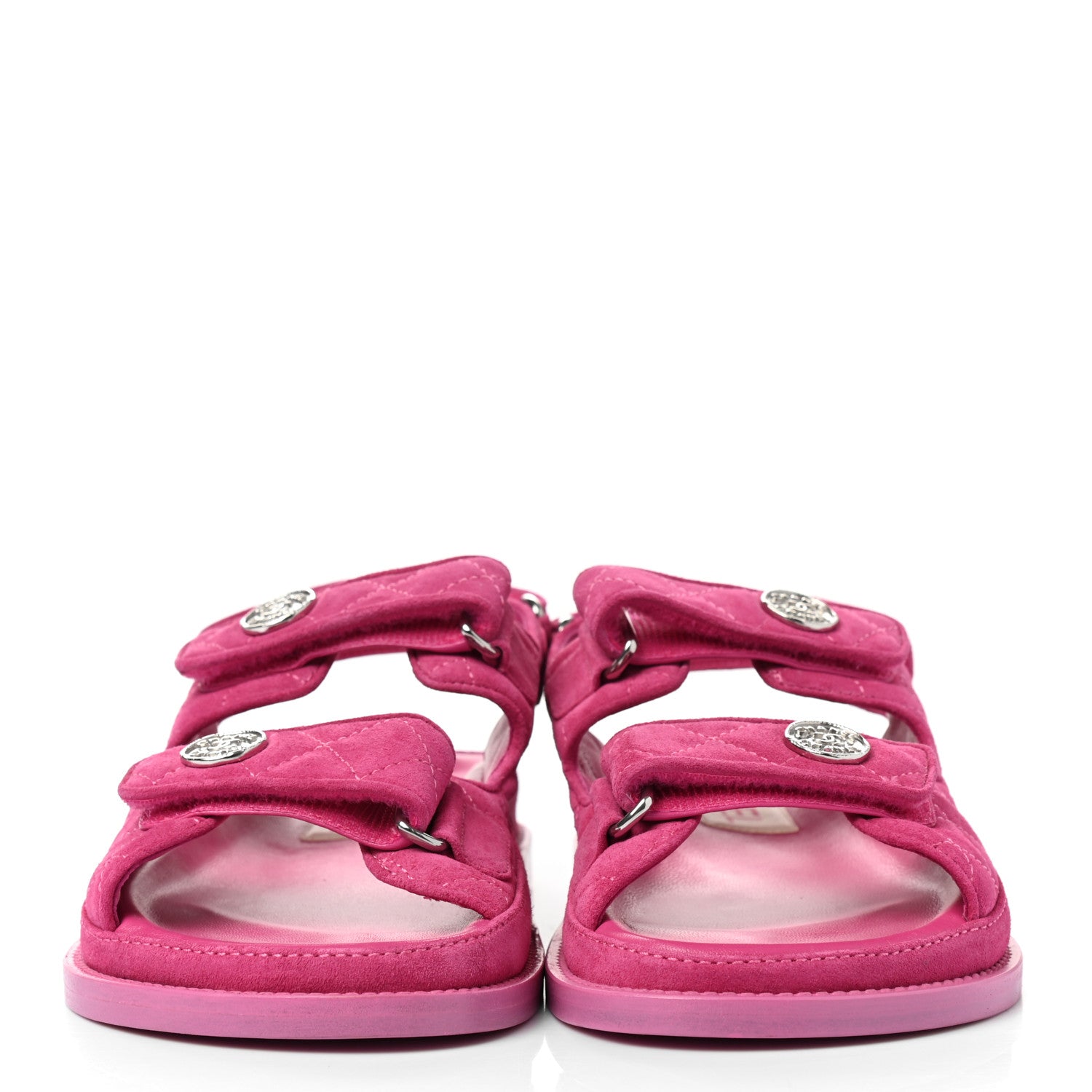 Chanel Suede Calfskin Velcro Dad Sandals 37 Pink 2 of 9