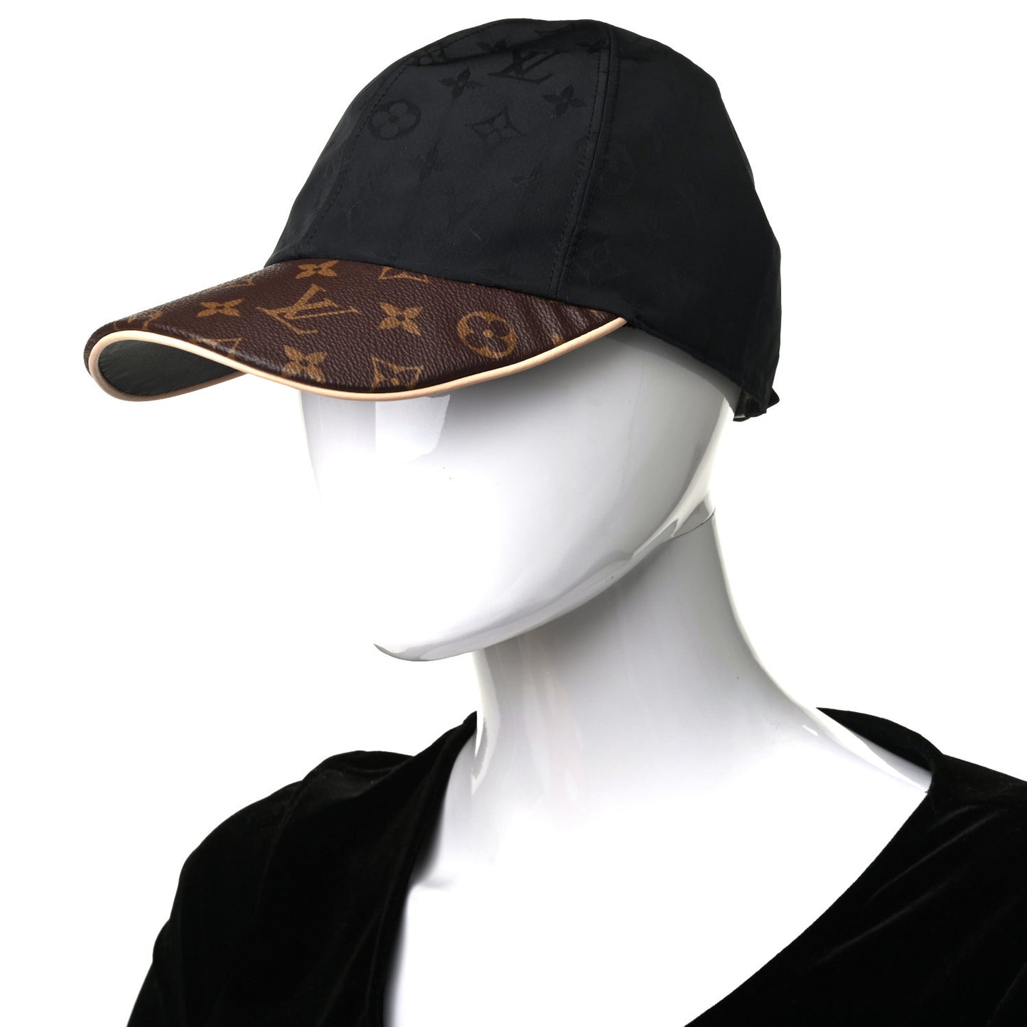 Polyester Silk Monogram LV Get Ready Cap M Black
