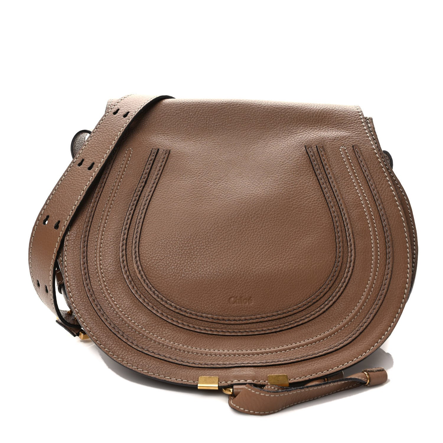 Chloe Calfskin Medium Marcie Round Crossbody Bag Nut 1 of 12